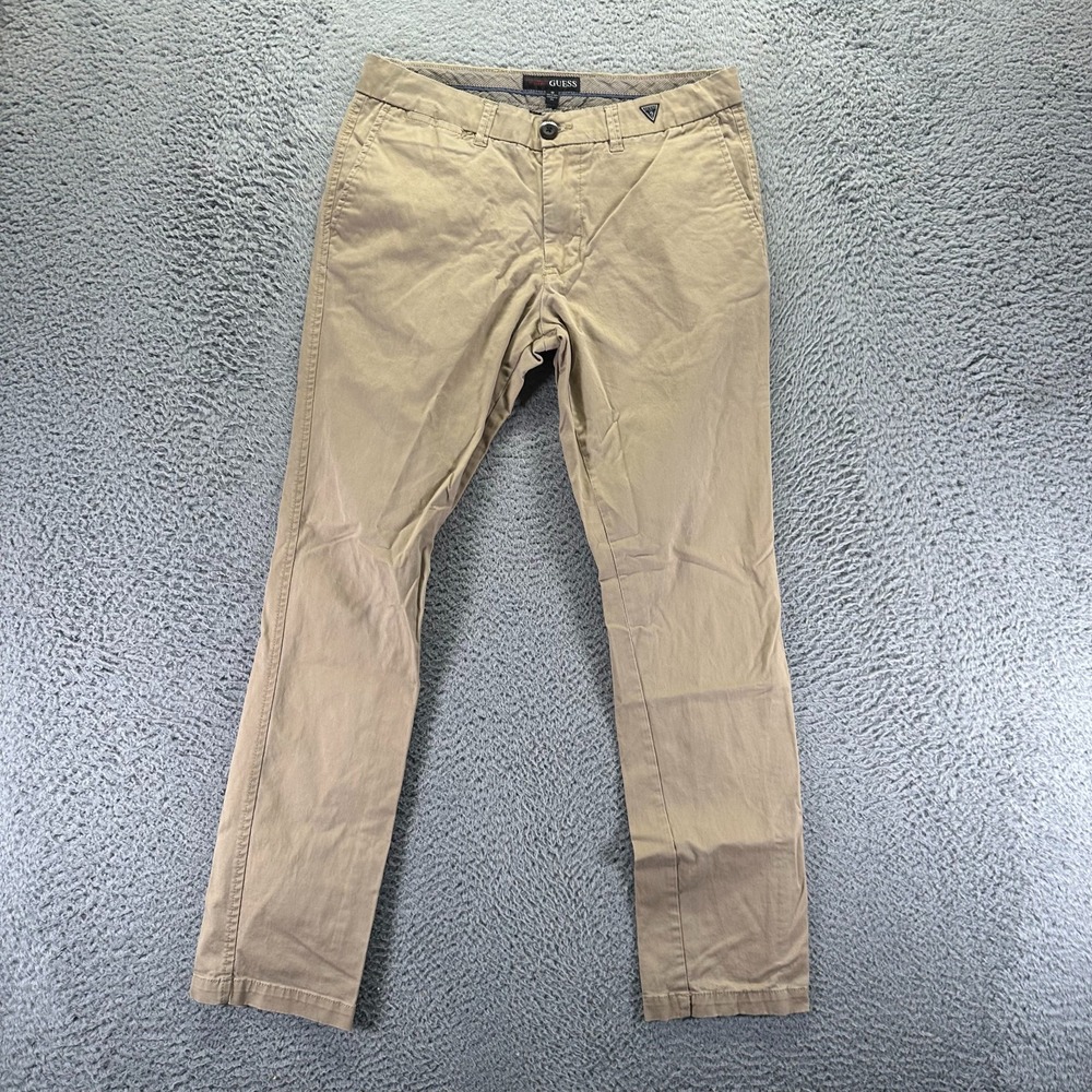 Guess Pant Men 32x31 Brown Chino Straight Business Preppy Office Career Stretch